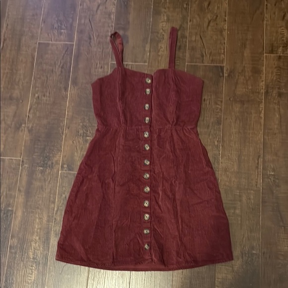 Socialite Burgundy Mini Dress with Button Detail - Picture 1 of 3